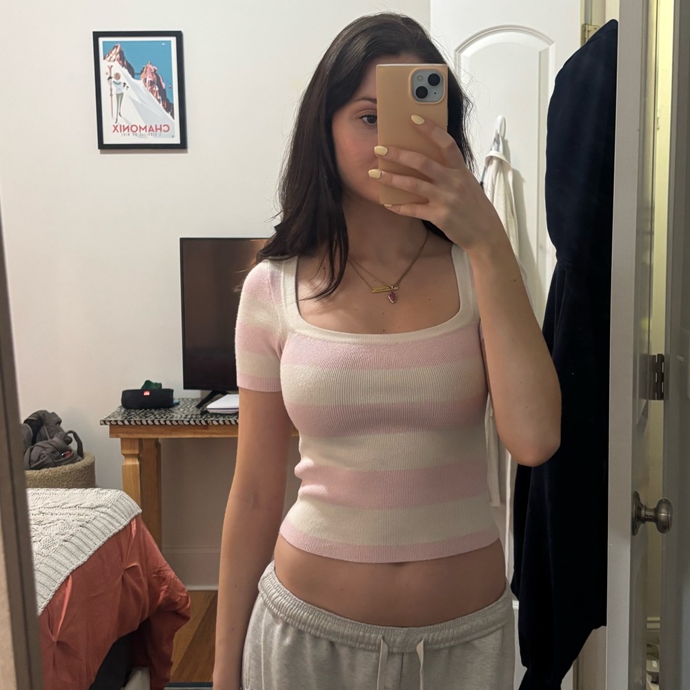 Frankie’s Bikinis Pink & White Ballet Top